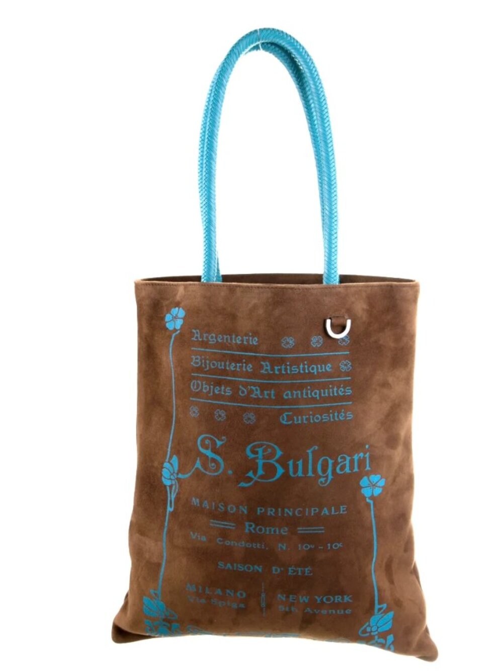 Bvlgari Bulgari Elettra Collezione 1910 Suede Shopper Tote Brown Leather